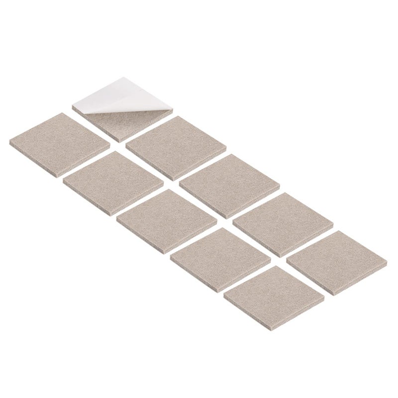 وسادات أثاث من اللباد المربعة من METALLIXITY (2 بوصة × 2 بوصة × 0.2 بوصة) 16 قطعة، واقيات أرضية ذاتية اللصق - لأقدام السرير في خزانة المنزل، بيج - Image 1
